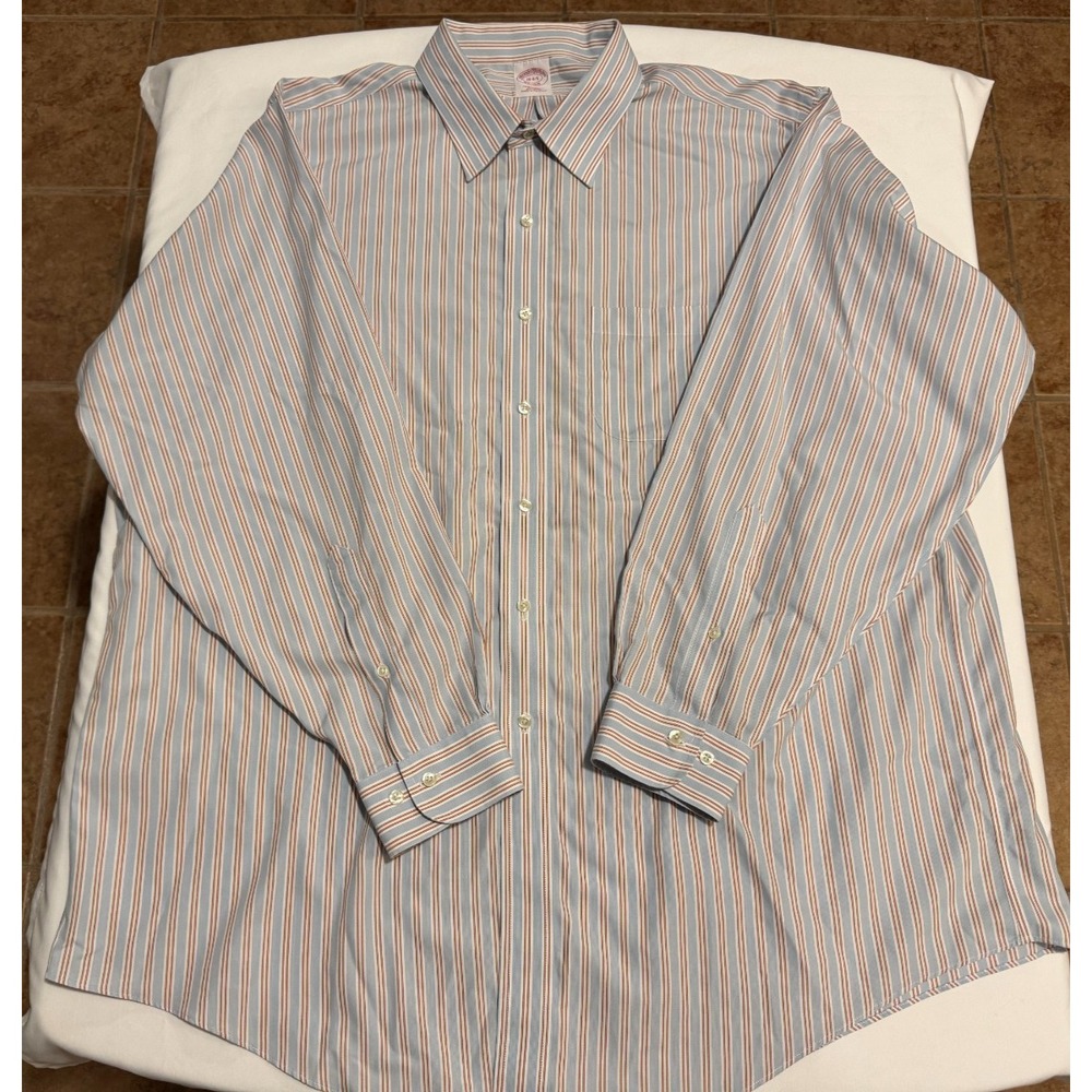 Brooks Brothers Men's Button Up Long Sleeve Shirt - Multicolor - Size 18 - 4/5